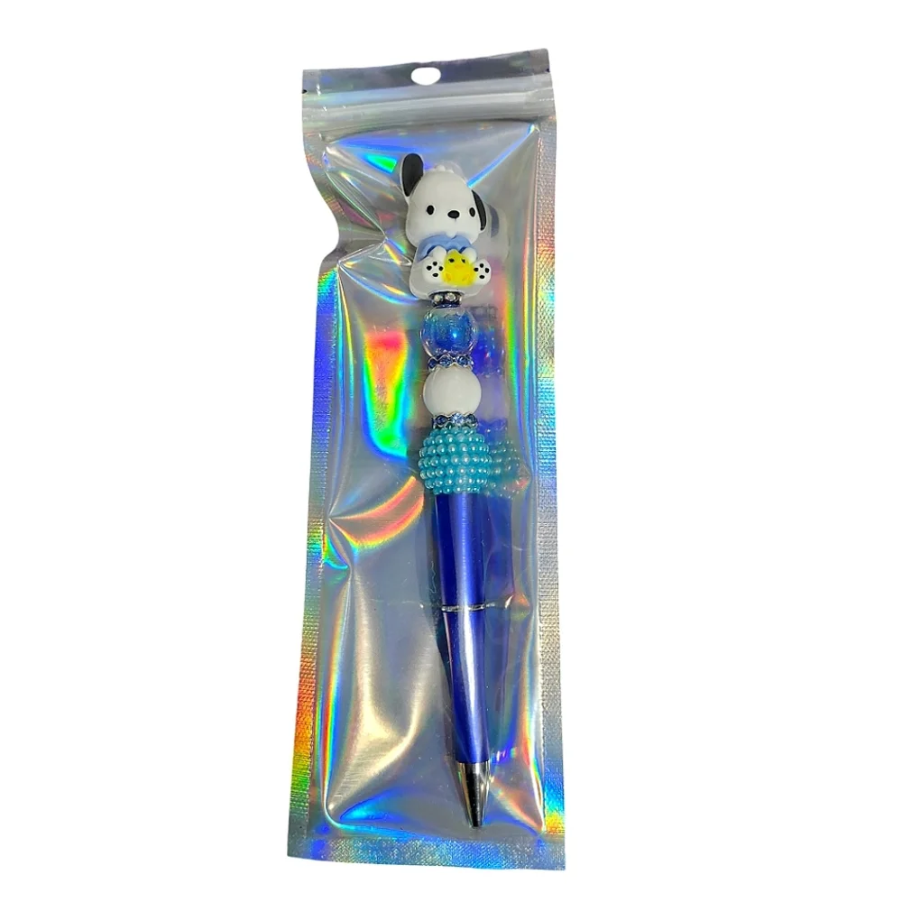 Pochacco Sanrio Beaded Ballpoint Twist Pen Blue White Topper